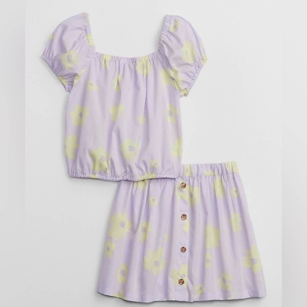 Floral Puff Sleeve Top and Skirt Set